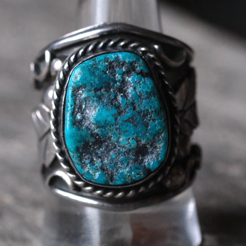 Vintage Sterling Chunky Turquoise Ring 11.5