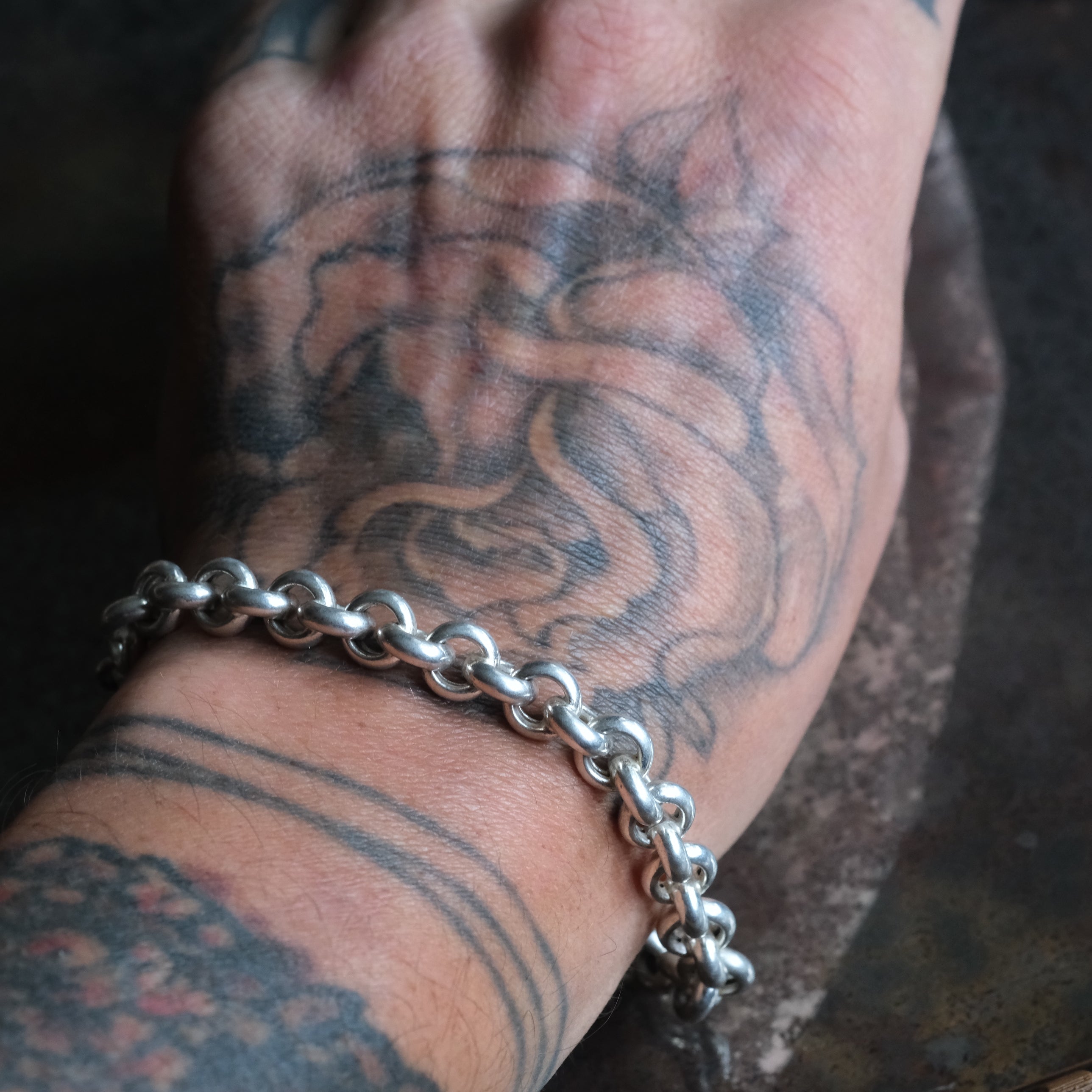 Vintage Sterling Rolo Link Heart ID Bracelet 7.5"