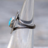 Vintage Sterling Turquoise Floral Ring 1.5