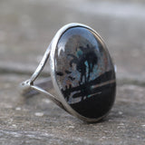 Vintage Sterling Painted Butterfly Wing Ring 5.25
