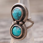 Vintage Sterling 2-Stone Turquoise Ring 5.5