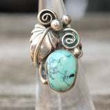 Vintage Sterling Turquoise Feather Ring 5.25