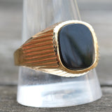 Vintage Gold Plated Onyx Signet Ring 12.5