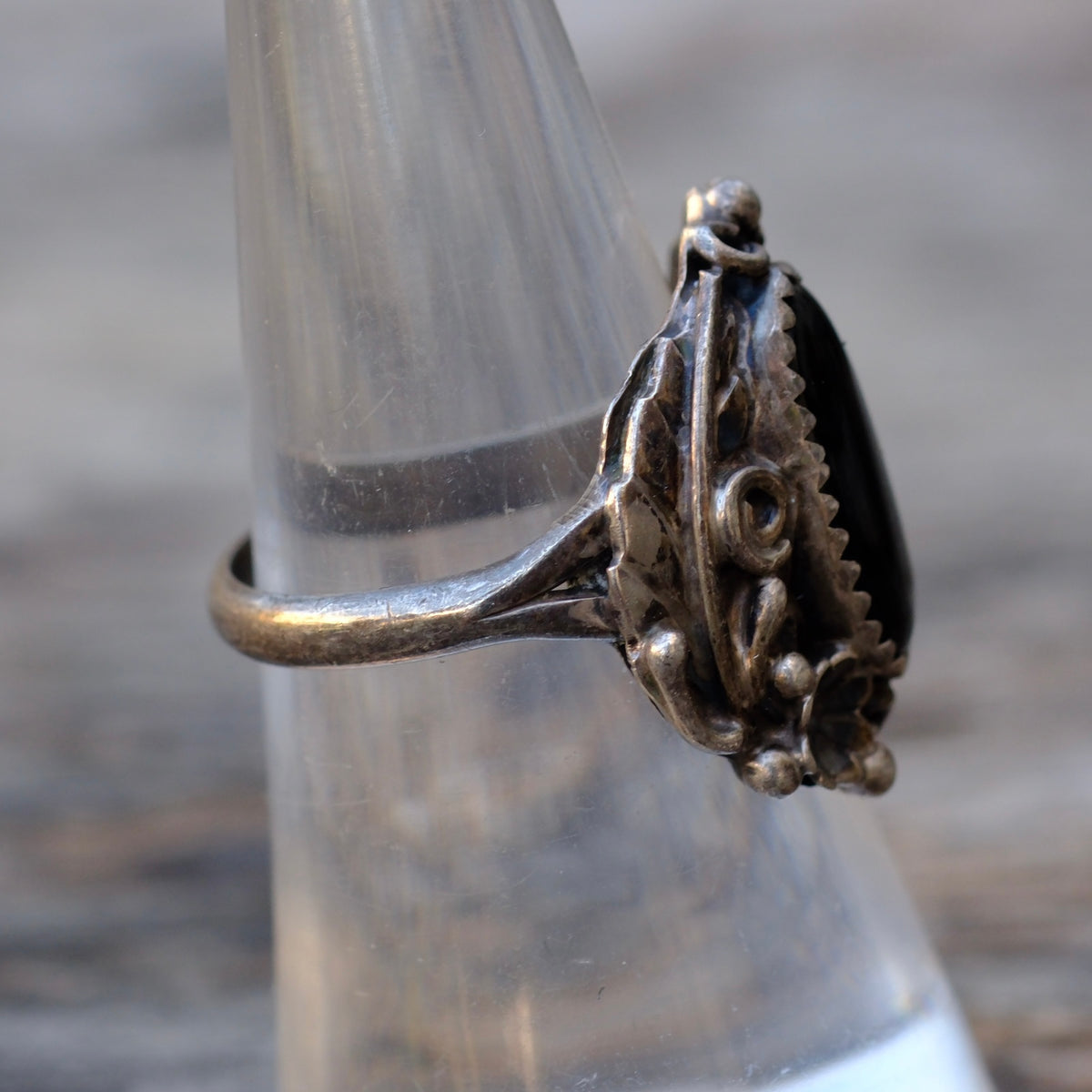 Vintage Sterling Onyx Ring 7