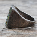 Vintage Sterling Crushed Turquoise Inlay Ring 8