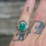 Vintage Sterling Malachite and Marcasite Ring 6