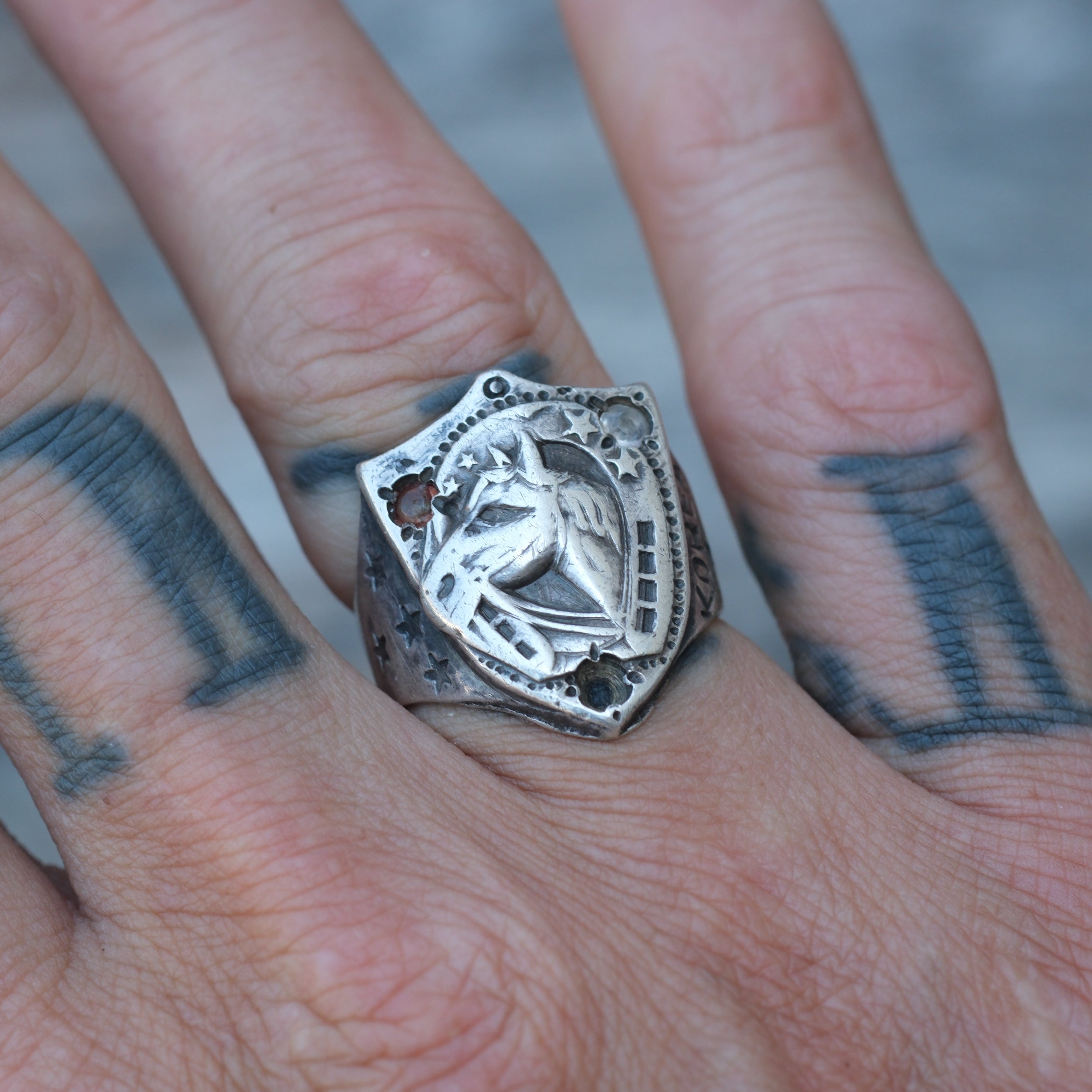 Vintage Sterling Lucky Horseshoe WWII Ring 7.5