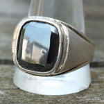 Vintage Sterling Hematite Signet Ring 13.5
