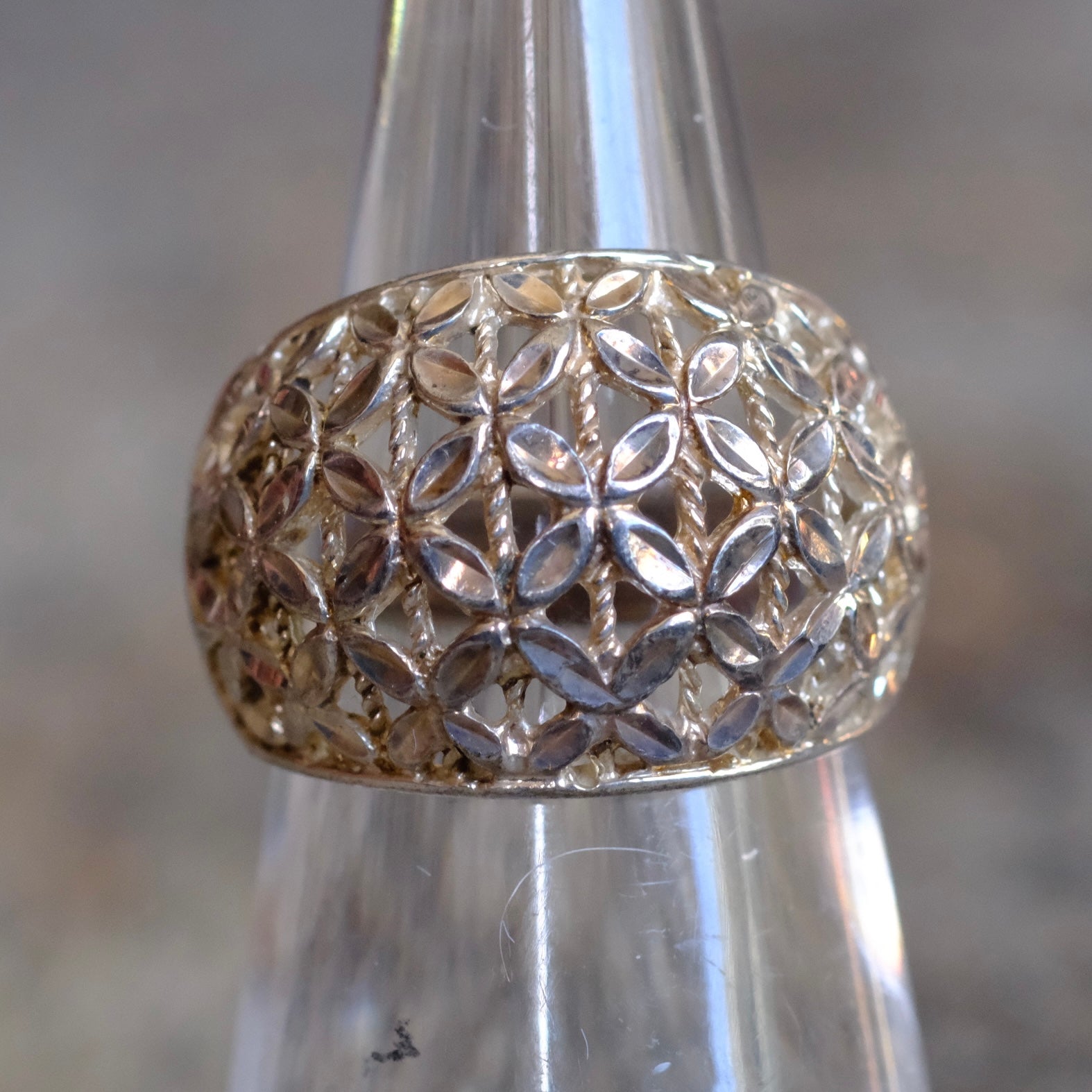 Vintage Sterling Silver Floral Ring 6