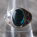 Vintage Sterling Abalone Stamped Arrows Ring 11.25