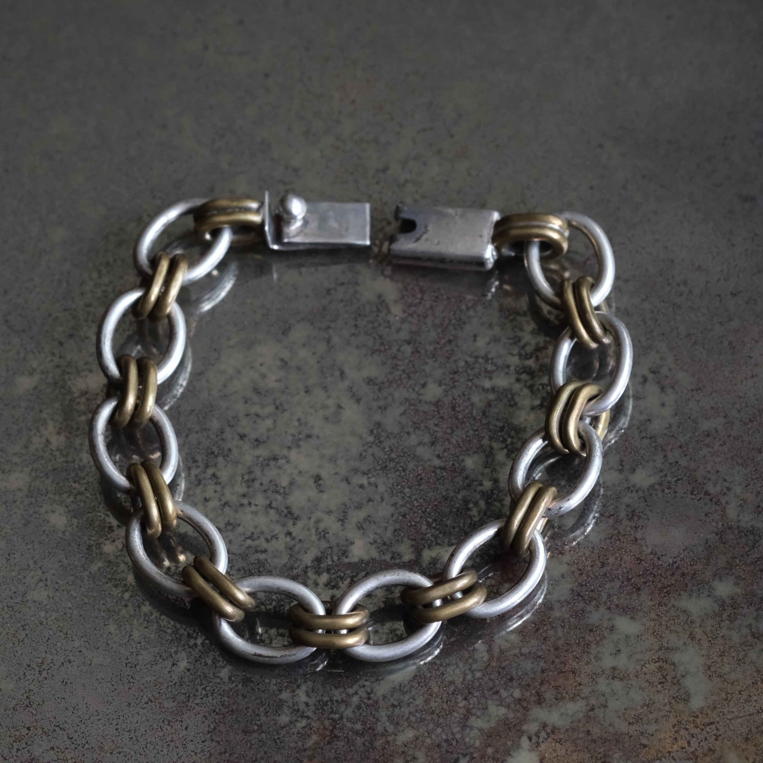 Vintage Sterling Silver and Copper Chain Bracelet