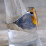 Vintage Sterling Tigers Eye Inlay Striper Ring 9.75