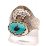 Vintage Sterling Turquoise Bear Ring 12.75