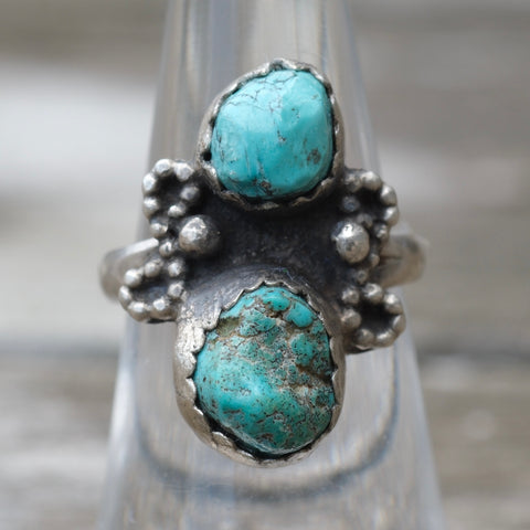 Vintage Sterling 2-Stone Turquoise Ring 6
