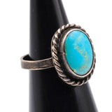 Vintage Sterling Turquoise Roper Ring 4