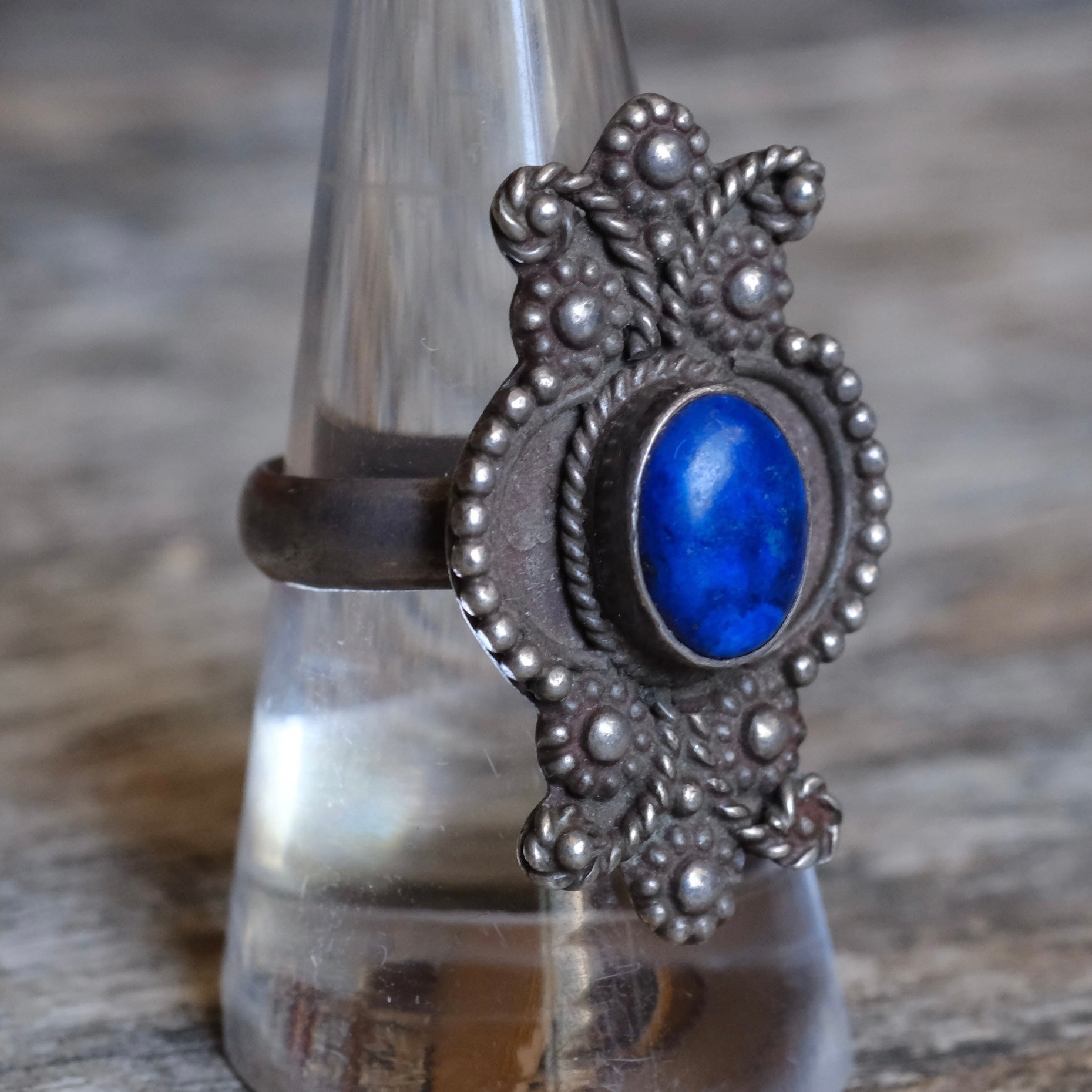 Vintage Sterling Lapis Ring 8.25