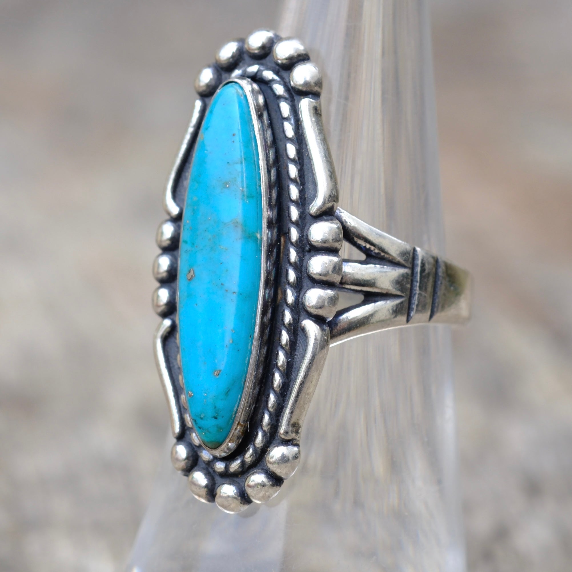 Vintage Sterling Turquoise Ring 6.5