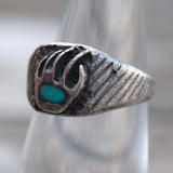 Vintage Sterling Turquoise Bear Paw Ring 5.75