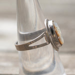 Vintage Sterling Carved Abalone Cameo Ring 7.5