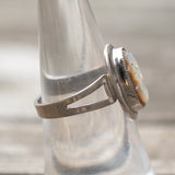 Vintage Sterling Carved Abalone Cameo Ring 7.5