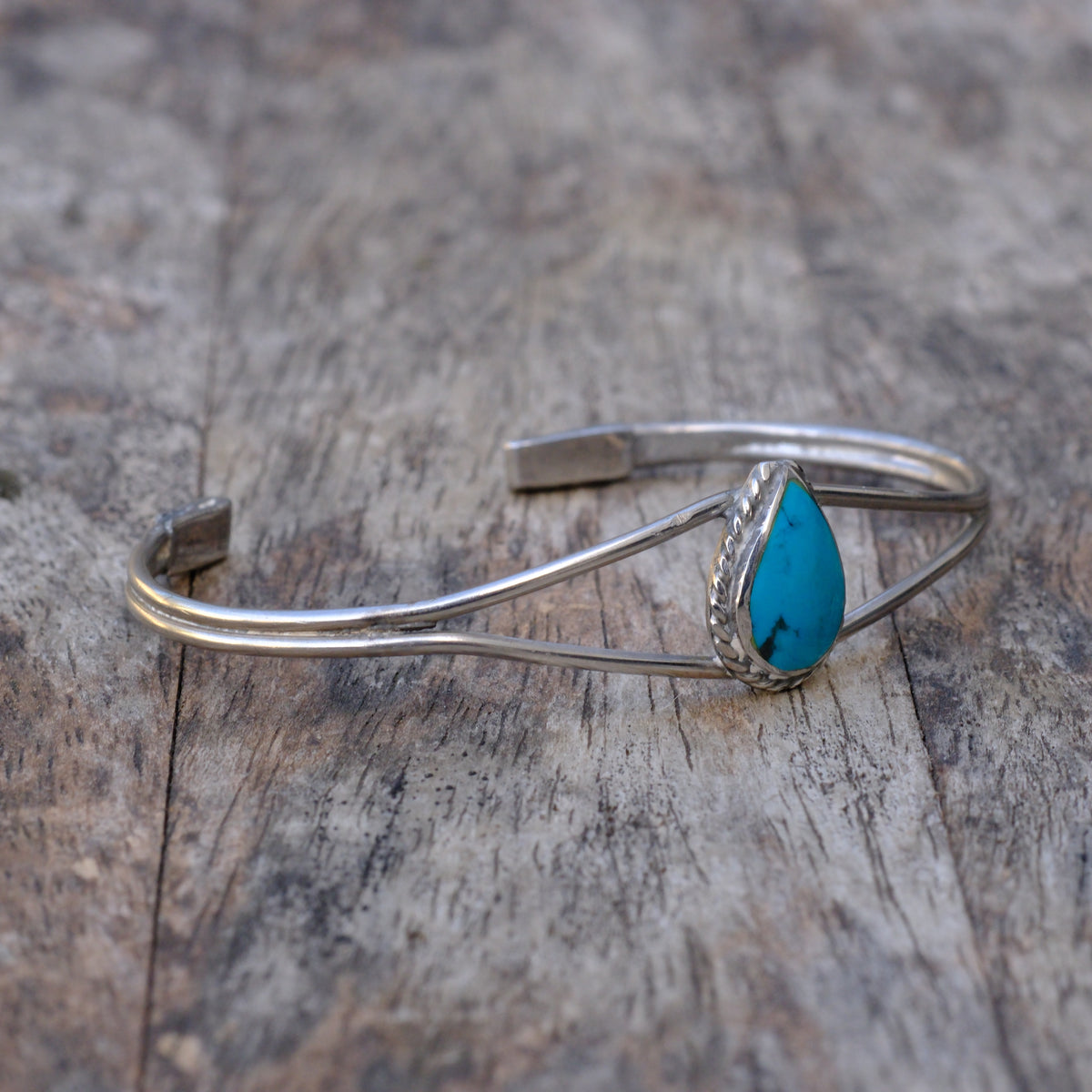 Cuff Vintage Sterling Turquoise Tear Drop Cuff Bracelet