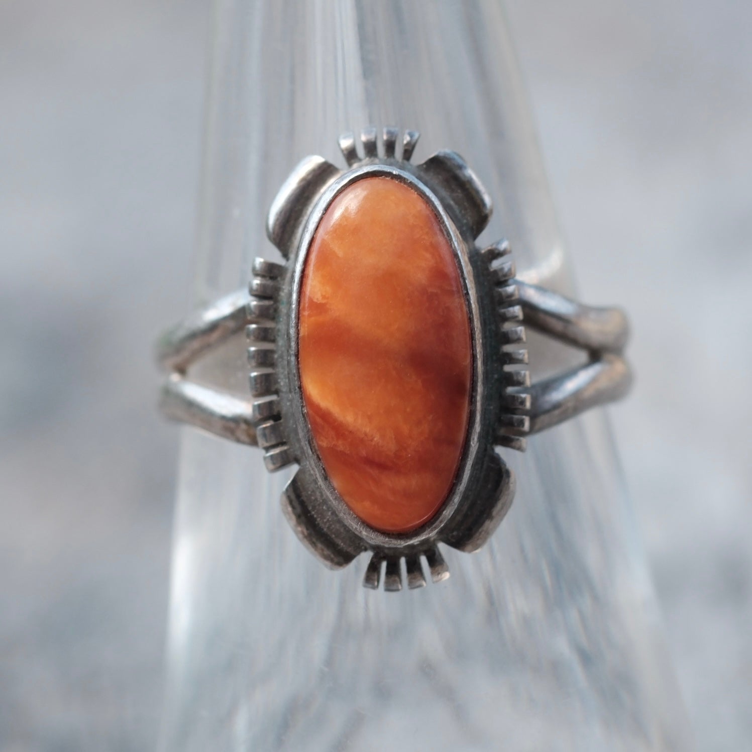 Vintage Sterling Spiny Oyster Ring 7