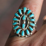 Vintage Sterling Turquoise Cluster Ring 6