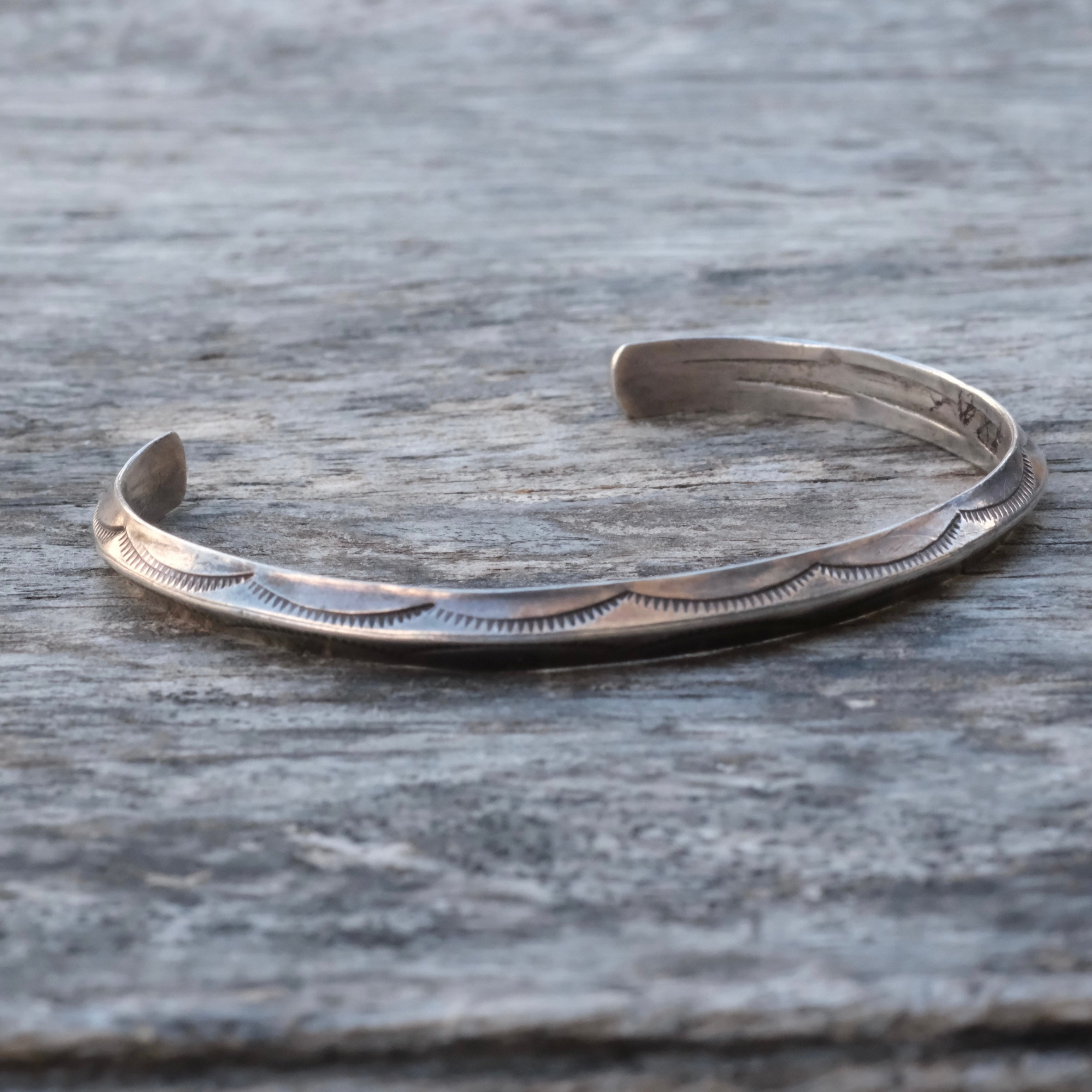 Vintage Sterling Stamped Triangle Cuff Bracelet