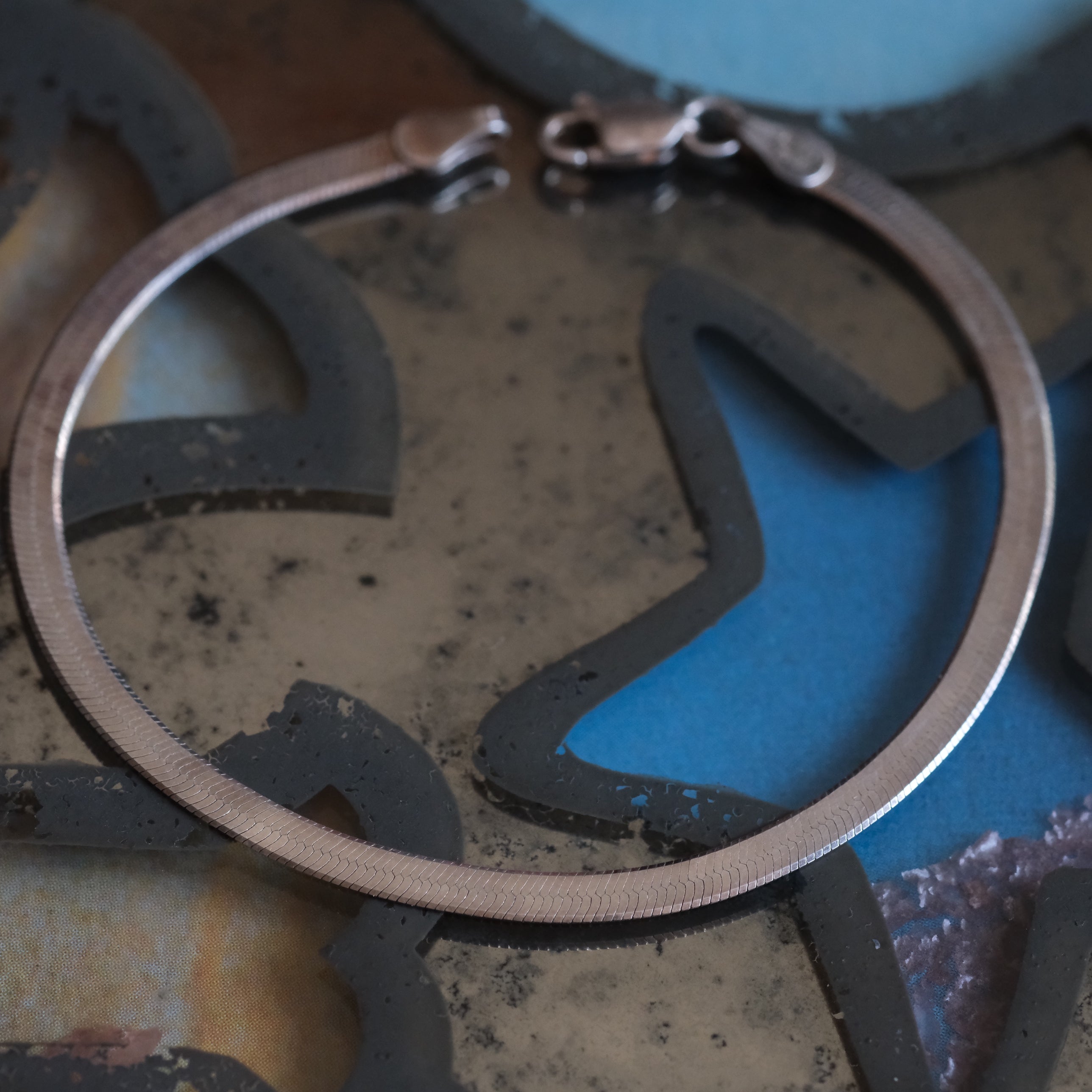 Vintage Sterling Silver Herringbone Chain Bracelet 6.75"