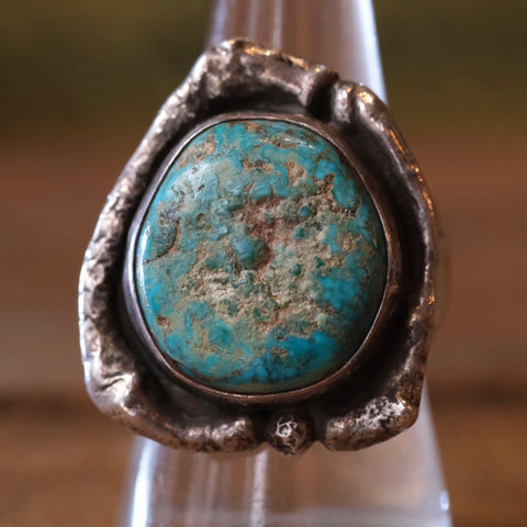 Vintage Sterling Chunky Turquoise Ring 9.25