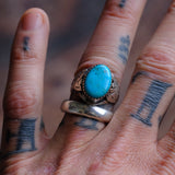 Vintage Sterling Turquoise Stamped Band Ring 9.25