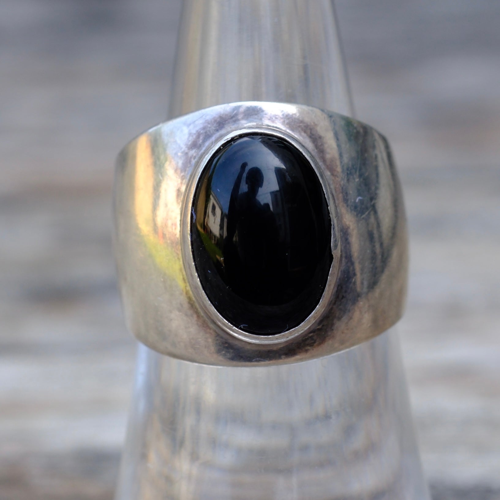 Vintage Sterling Onyx Ring 7