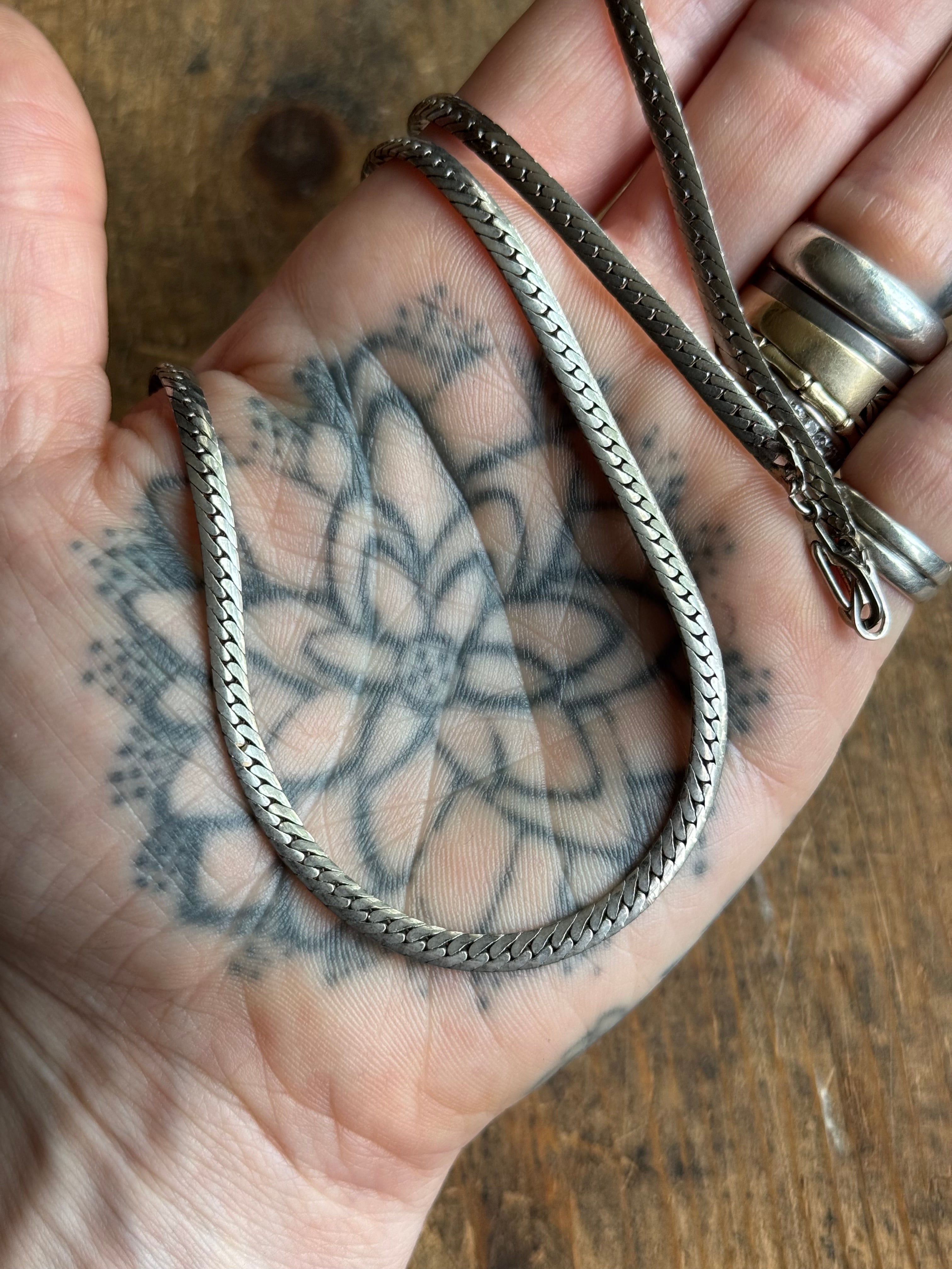 Vintage Sterling Silver 24” Herringbone Chain