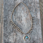 Vintage Sterling Turquoise Squash Blossom Necklace