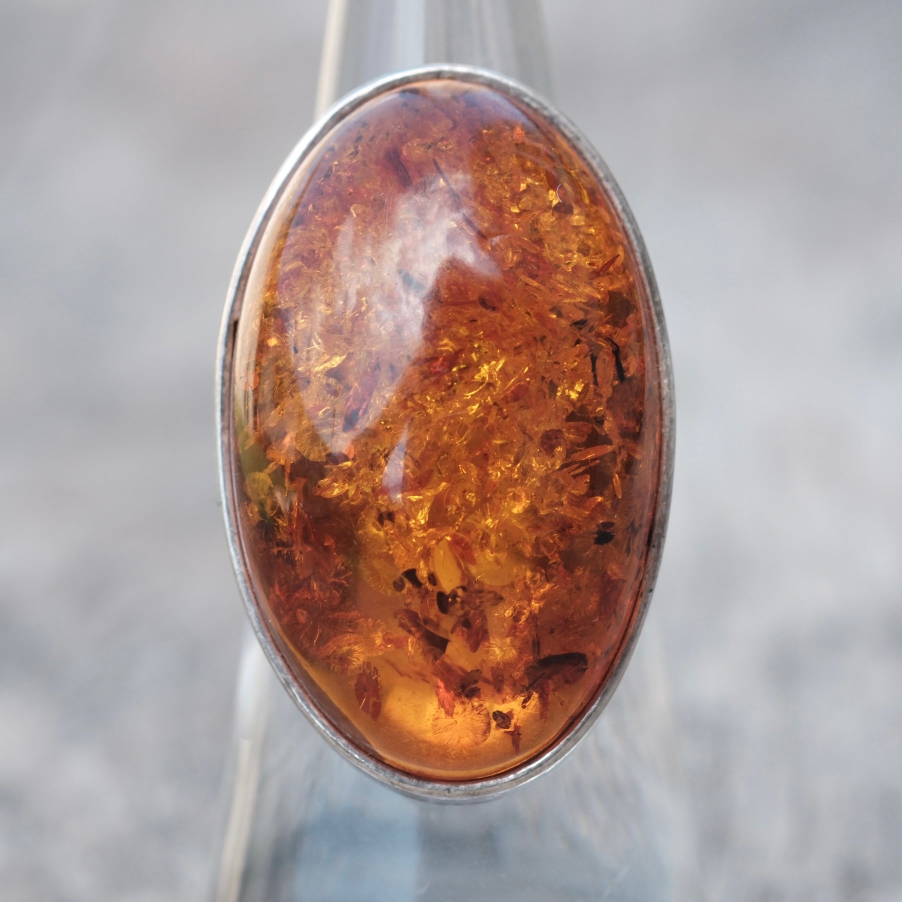 Vintage Sterling Amber Ring 6.5