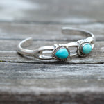 Vintage Sterling Turquoise Sandcast Cuff