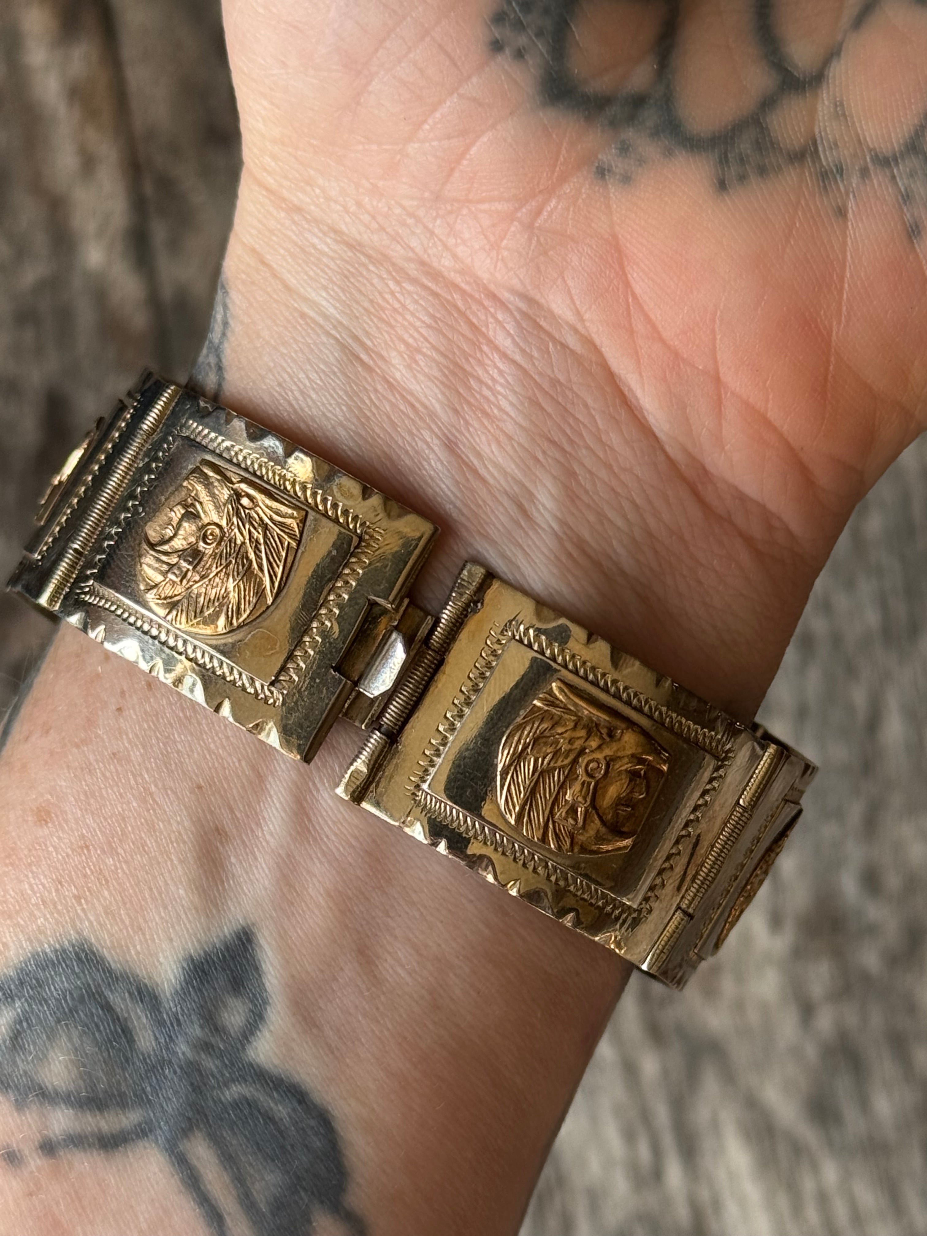 Vintage Mixed Metal Medallion Link Bracelet