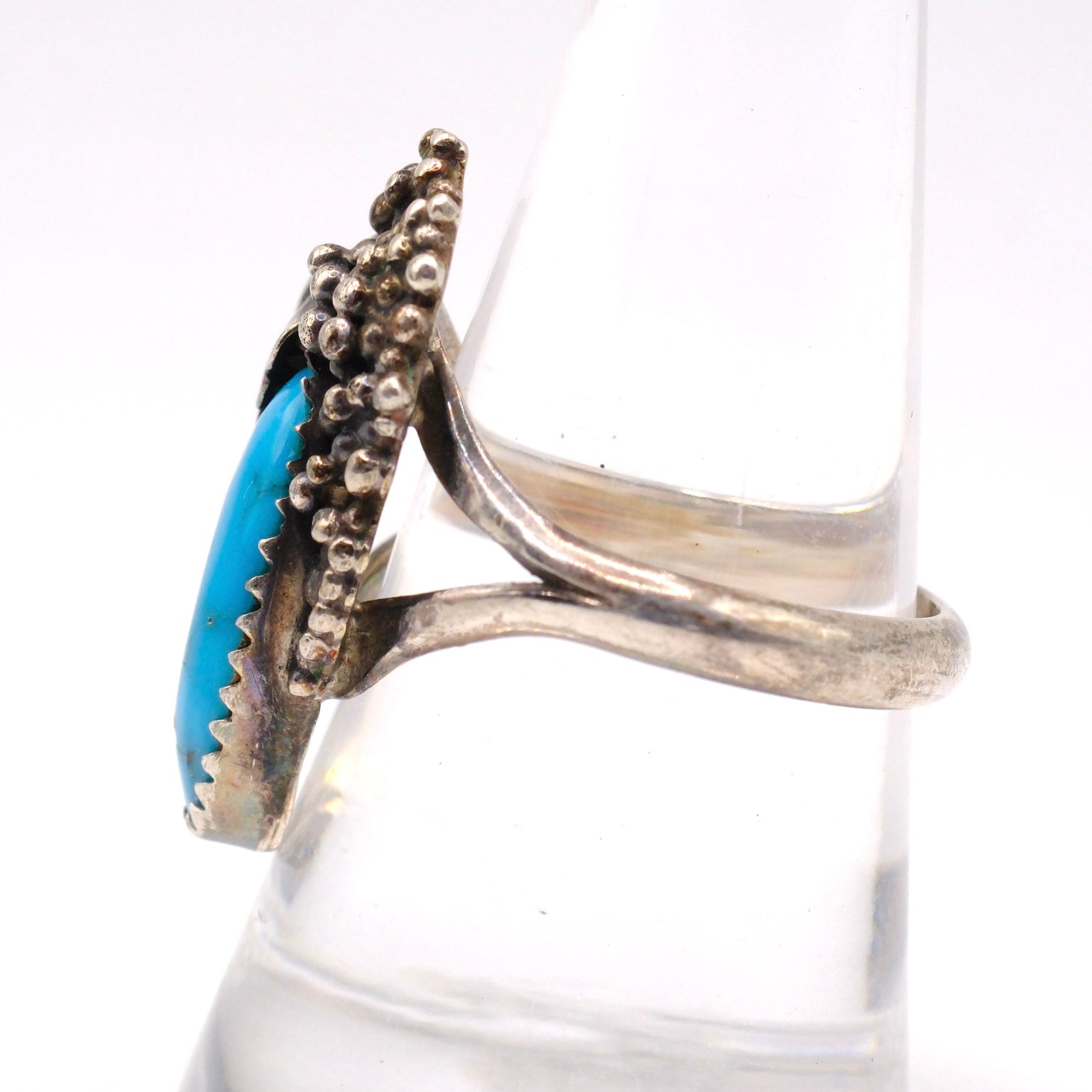 Vintage Sterling Turquoise Feather Ring 8.75
