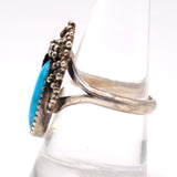 Vintage Sterling Turquoise Feather Ring 8.75