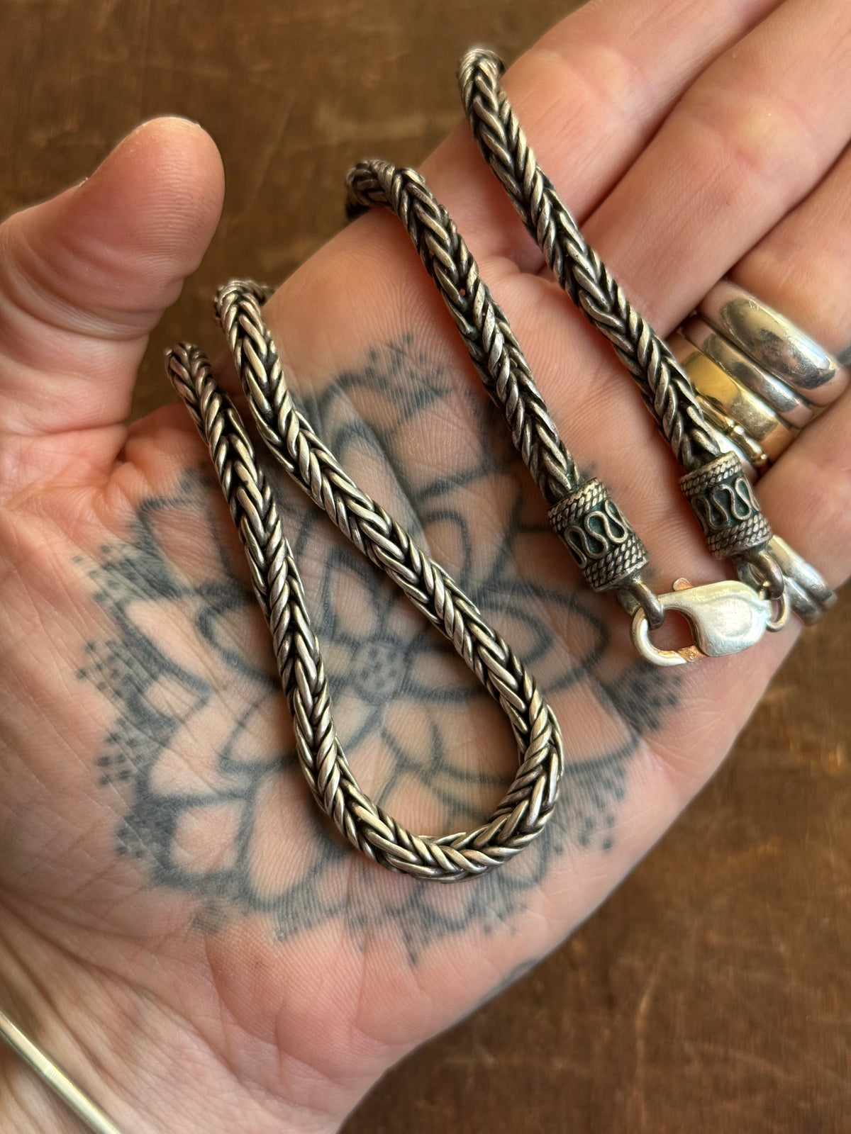 Vintage Sterling Silver 19” Heavy Woven Twist Chain