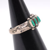 Vintage Sterling Petit Point Turquoise Ring 6.75