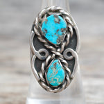 Vintage Sterling 2-Stone Turquoise Ring 6.5