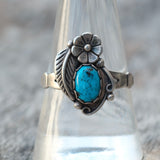 Vintage Sterling Turquoise Feather Ring 9.75