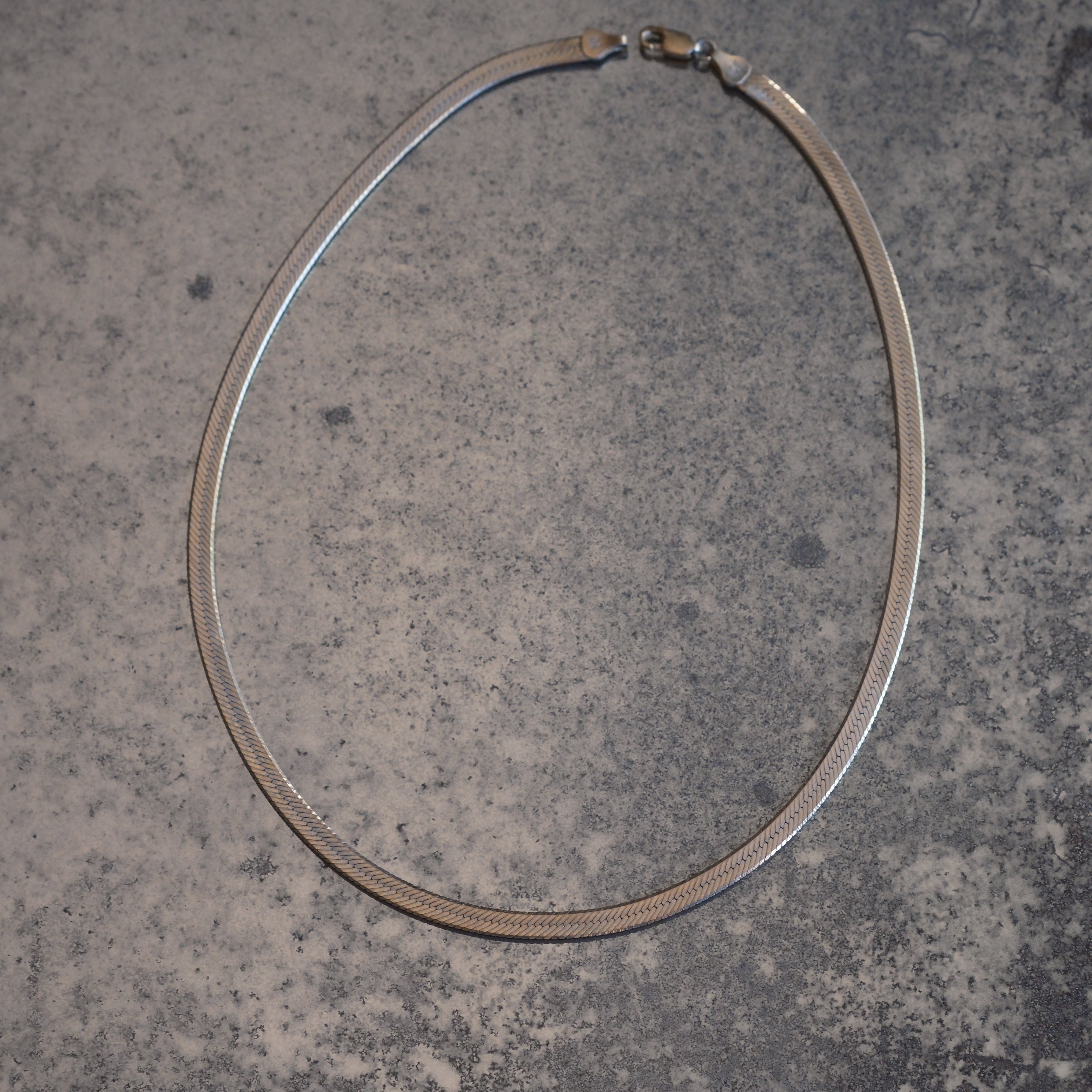 Vintage Sterling Silver Herringbone Necklace 18"