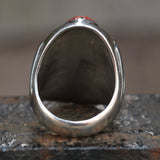 Vintage Sterling Turquoise and Coral Feather Ring 9