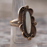 Vintage Sterling Mother Of Pearl Ring 6.5