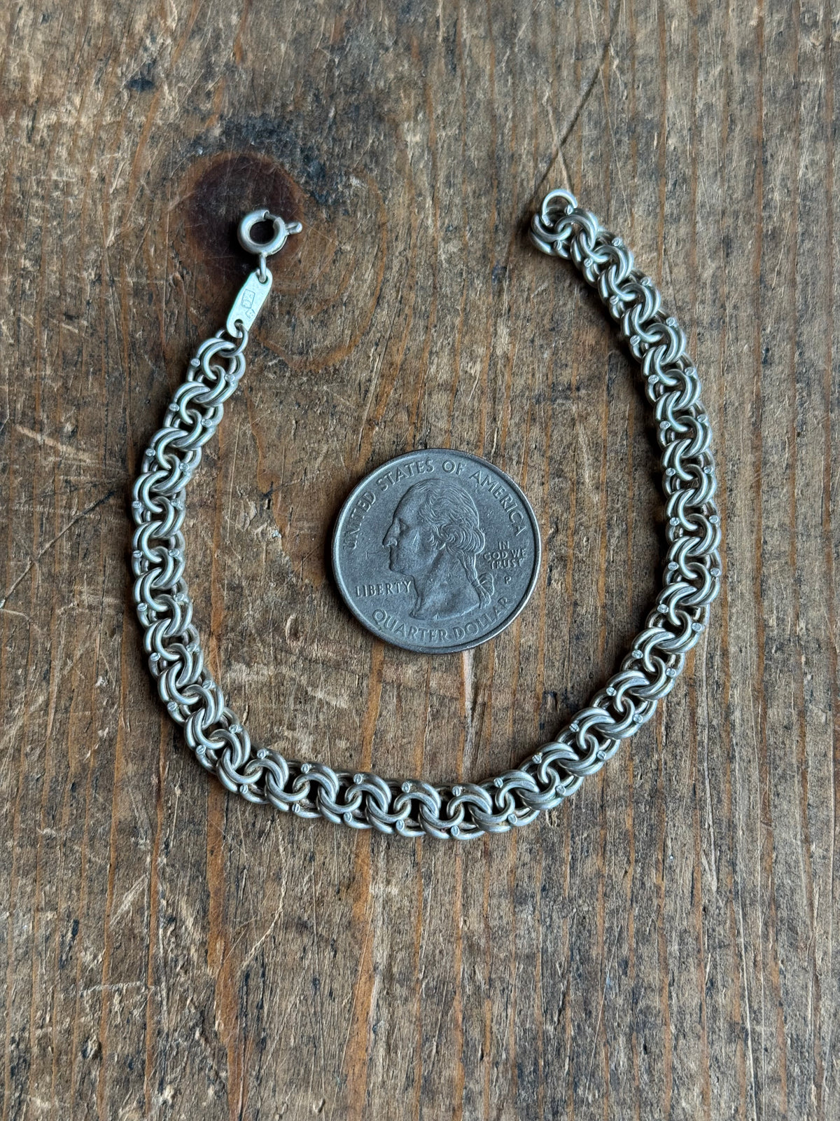 Vintage Sterling Silver Double Link Chain Bracelet