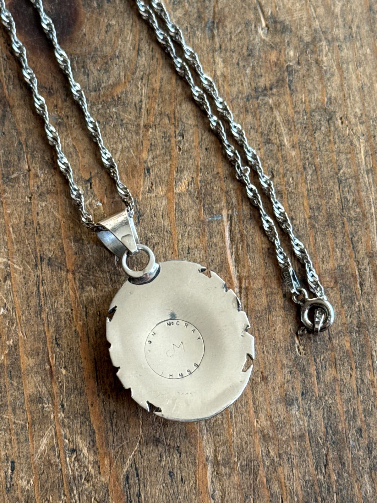 Vintage Sterling Silver Turquoise Sawcut Necklace