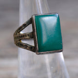 Vintage Sterling Older Turquoise Stamped Band Ring 6