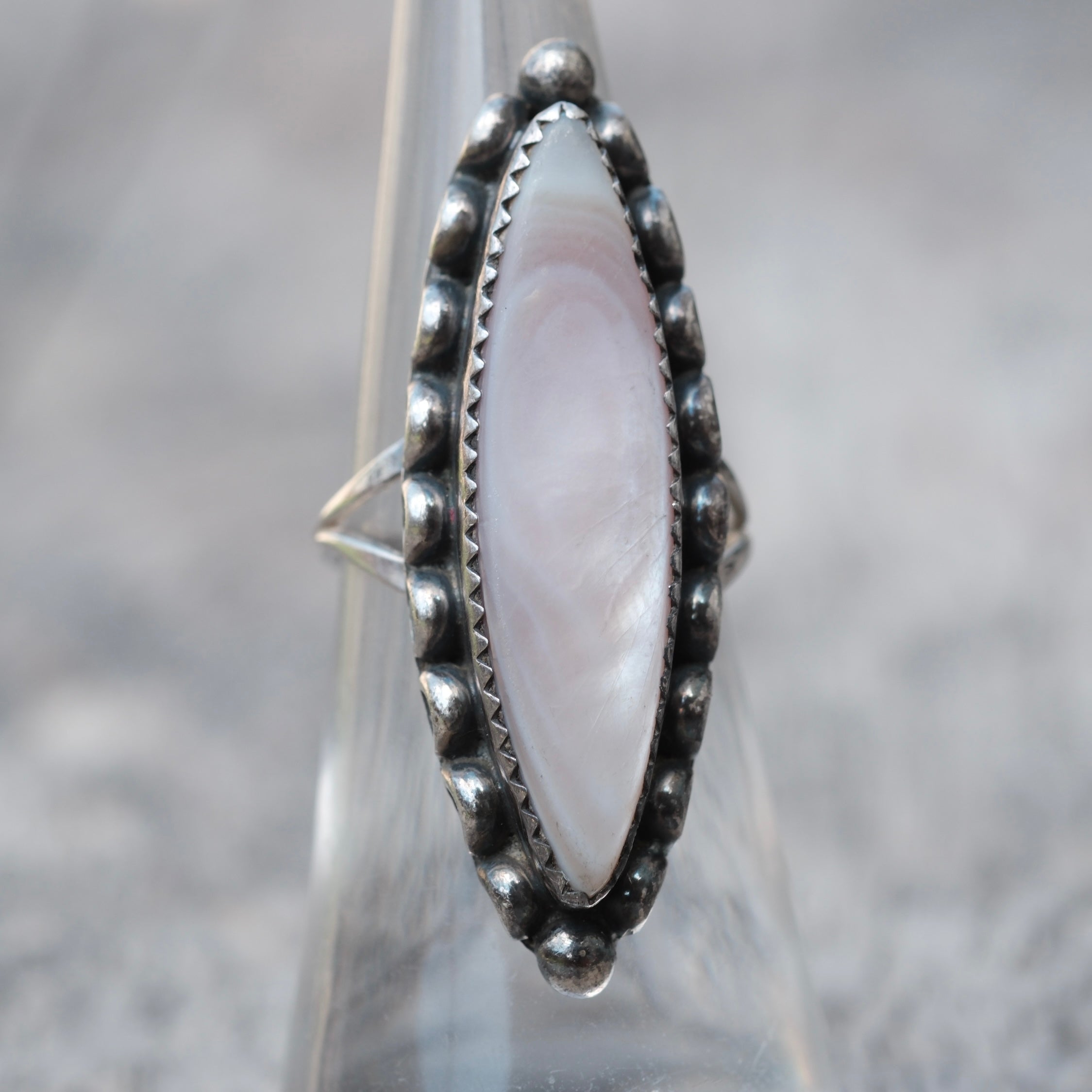 Vintage Sterling Mother Of Pearl Ring 5.75
